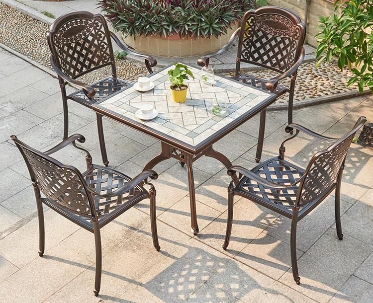Classic Outdoor Design Furniture Garden Metal Dining Set for Cafe Shop