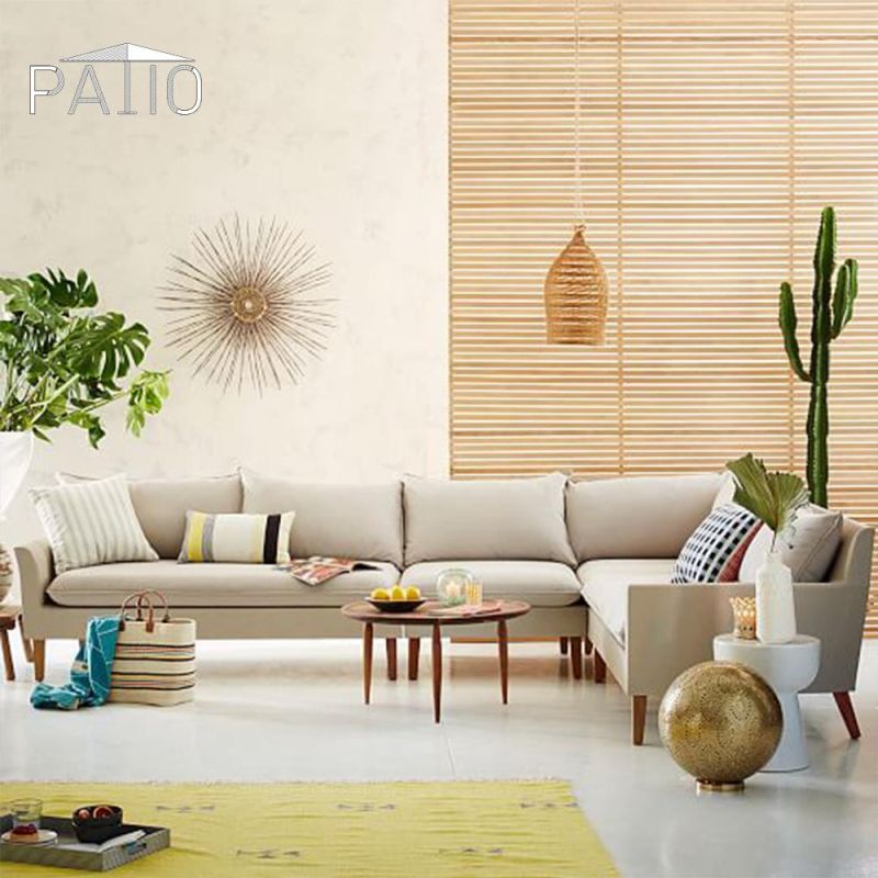 Wood Garden Set Wooden Material Outdoor Furniture All Weather L-Shape Teak Sofa
