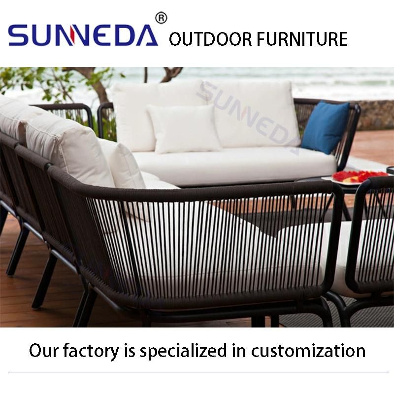 New Unique Designs Terrace Rope Garden Sofa Set Accept Customized Hotel Outdoor Furniture Sofa Set