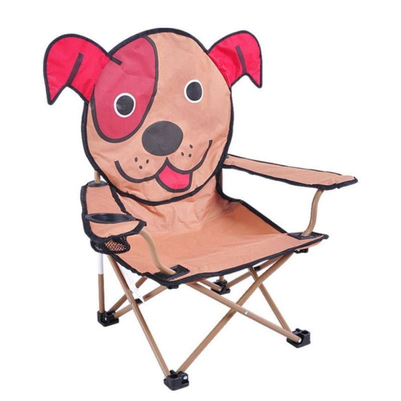 Children Camping Chairs Cartoon Folding Chair Lion Puppy Design Armchair with Cup Holder Folding Seat with Armrest and High Back Wyz19653