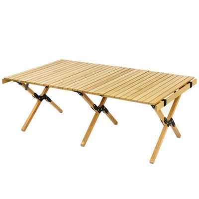 Rectangle Solid Wood Roll up Travel Table with Carry Bag