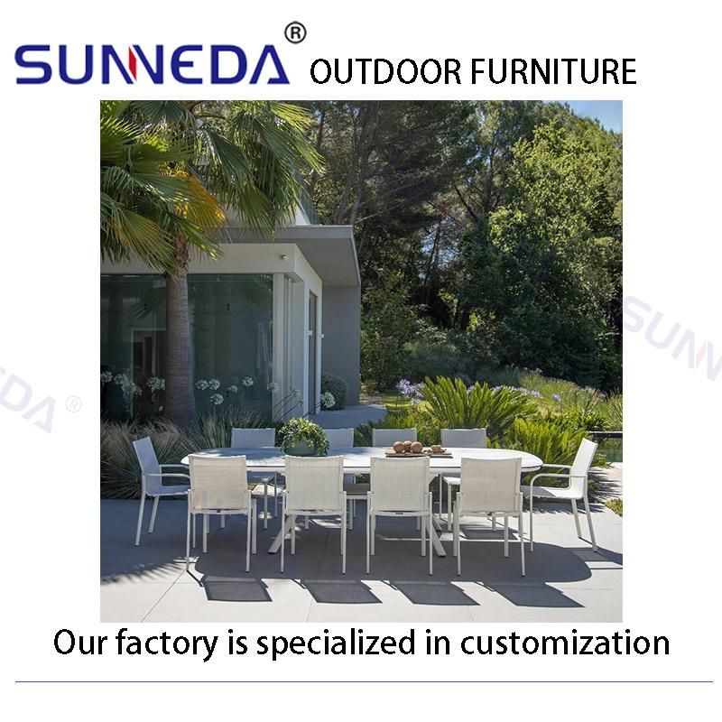 High-End Aluminum Alloy Structure with Rock Plate Top Park, Villa Dining Table