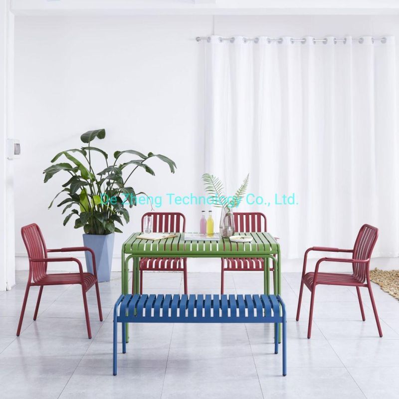 Metal Frame Garden Chair Stacking Aluminum Dining Meeting Chair Restaurant Bench
