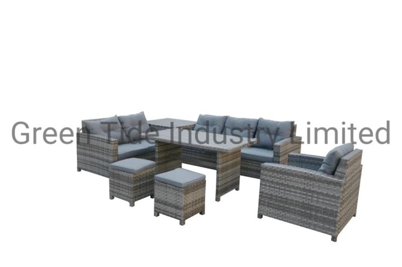 Outdoor Aluminum Rattan Wicker Furniture Corner Lounge Sofa in Stock