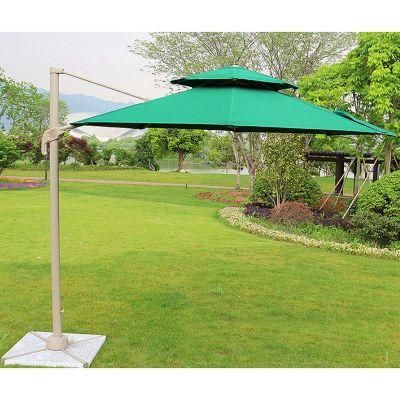 Square Garden Sun Umbrella with LED Lights High Quality Cantilever Patio Parasols