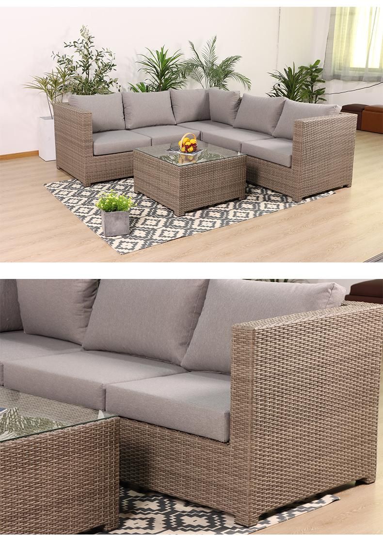 Modern PE Wicker Outdoor Villa Garden Sofa Backyard Rattan Garden Sofa Set