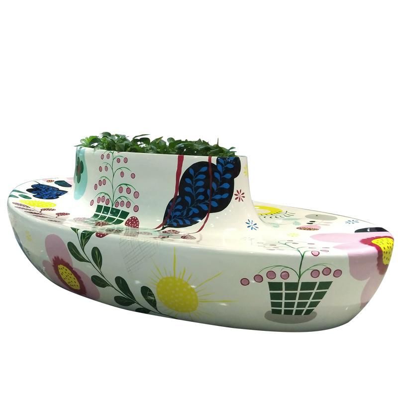 Fiberglass Sculpture Bench Seating Shopping Mall Plaza Airport Terminals Decoration Furniture