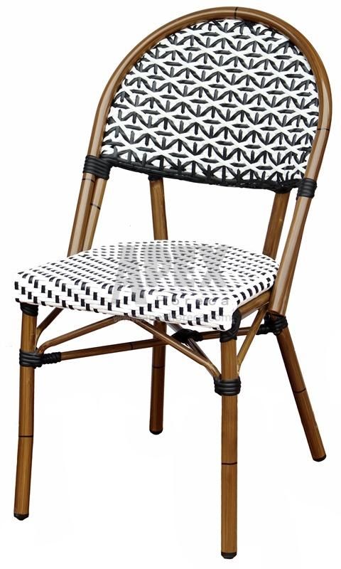 Wholesale Hotel Paris Handmade Stacking Armless Aluminum Rattan Bamboo Dining Chairs