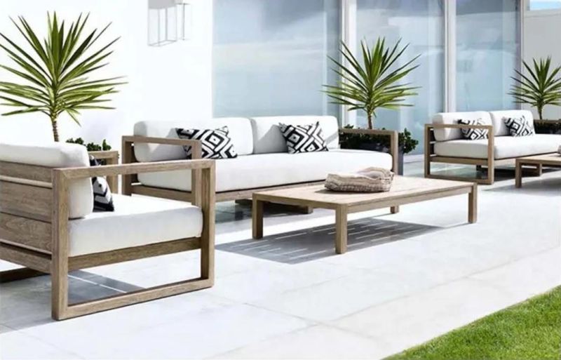 Luxury Modern Furniture Wooden Sofa Patio Furniture Modern Outdoor Teak Wood Sofa out Door Garden Furniture Wood Sofa
