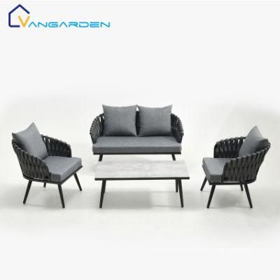 4PCS All Weather Rope Aluminum Outdoor Furniture Sofa Set