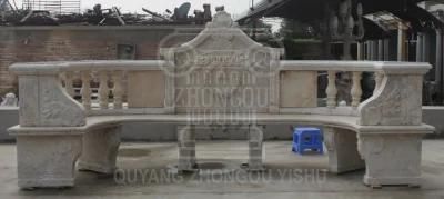 Garden Decoration Outdoor Furniture Stone Marble Carving Park Bench