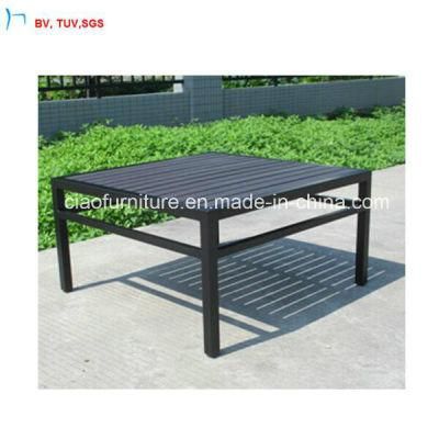 C-Outdoor Furniture Plastic Wood Dining Table with Exposed Aluminum Tube