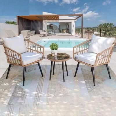 Factory Wholesale Outside Simple Picnic Camping Garden Rattan Leisure Table and Chair