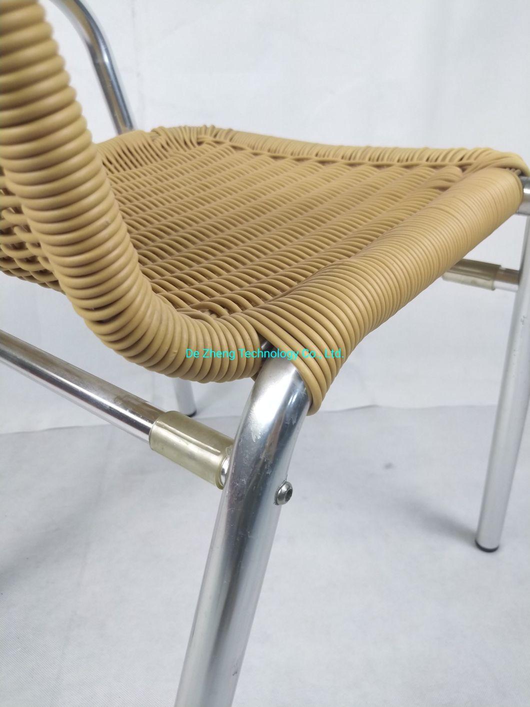 Commercial Outdoor Bistro Restaurant Chair Aluminium Slat Heavy Duty Garden Rattan Bar Chair