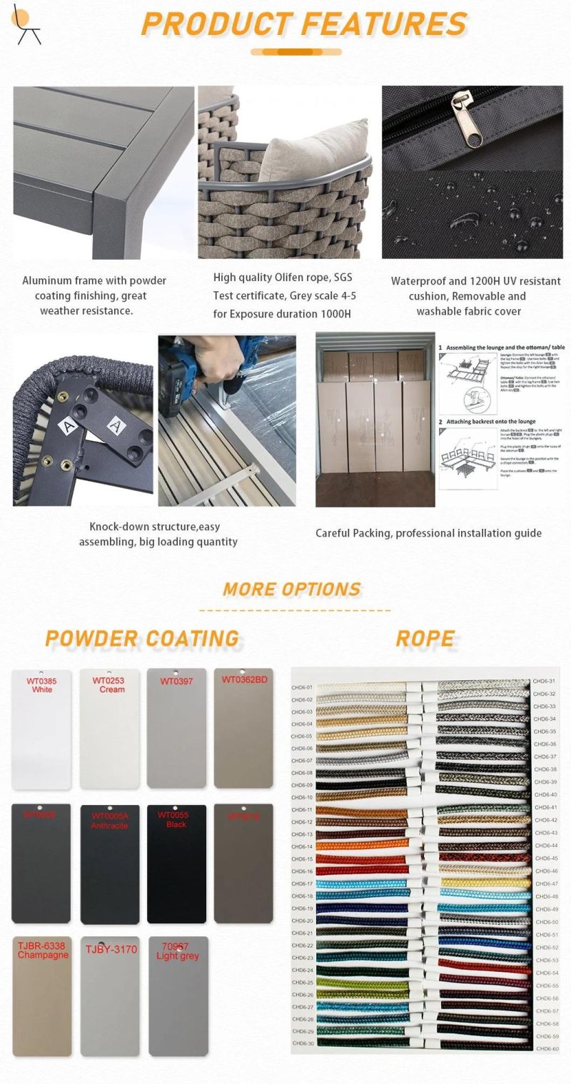 China Wholesale Modern Fashion Design Outdoor Garden Patio Furniture Aluminum Frame Sofa