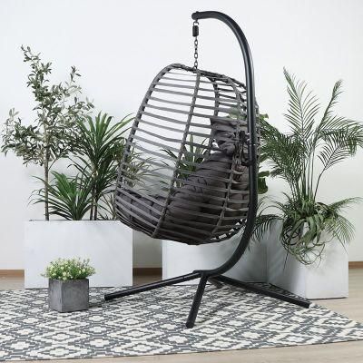 Customized New OEM Foshan Black Hanging Swinging Lawn Wicker Chair Swing Hot