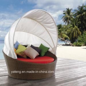 Handmade Small Round Leisrue Outdoor Garden Rattan Lounge with Canopy (YTF058)