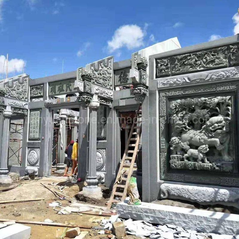 Large Stone Carving Archway Village Entrance Granite Door Archway Stone Paifang for Temple Mountain Gate