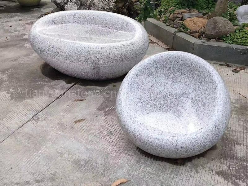 Granite Limestone Marble River Pebble Stone Bench for Park or Garden