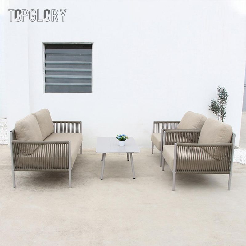 Excellent Quality Rope Structure Aluminum Modular Outdoor Garden Furniture Sofa
