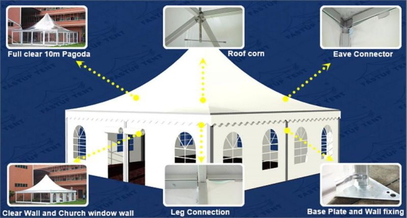 Pagoda Use for Wedding Party Events Festival Marriage Catering in White or Transparent PVC Cover and Aluminum Frame