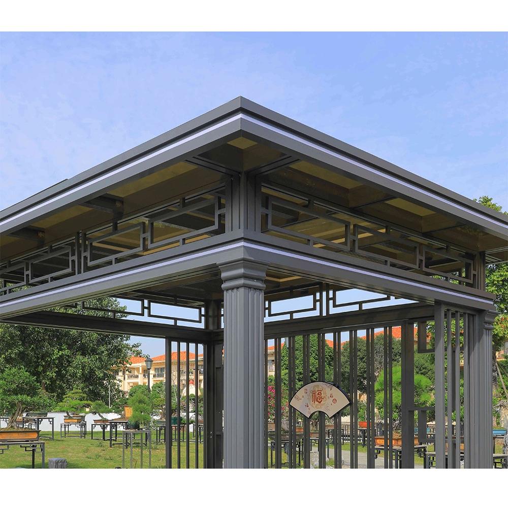 Outdoor Garden Furniture Waterproof BBQ Aluminiumelectric Patio Roof Louvred Pergola Remot Control Gazebo with Retractable Sun Shade