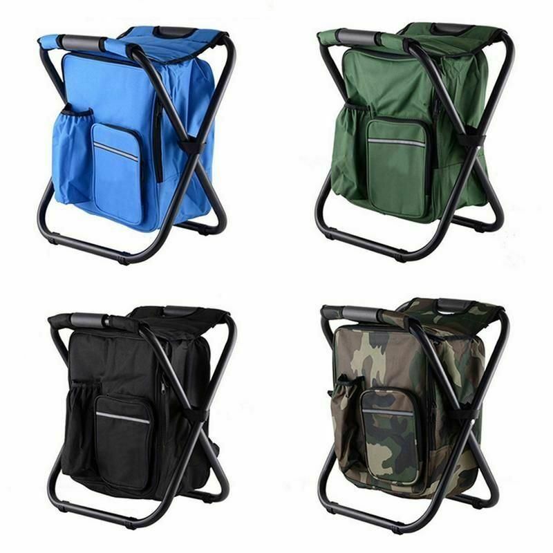 Fishing Backpack Chair Keep Warm Cold Portable Folding Beach Chair Lightweight Camouflage Seat Camping 150kg Movable Refrigerat
