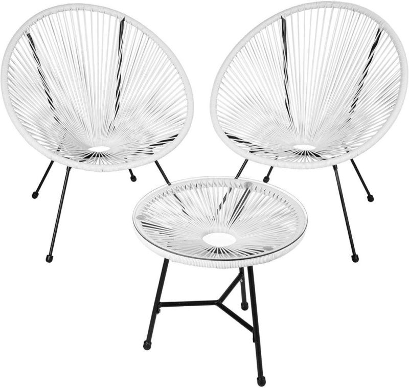 Wholesale Outdoor Furniture Patio Terrace Rattan Chair PE Rattan Metal Table and Chair Garden Set