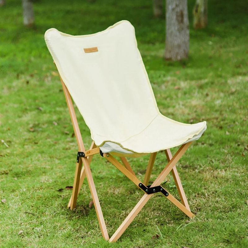Wooden Beach Chairs for Adults Portable Camping Chair 120kg
