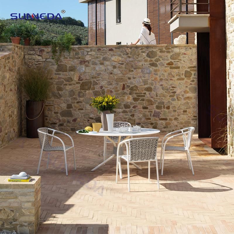Outdoor Dining Set with Aluminum Frame and Slab Table Top