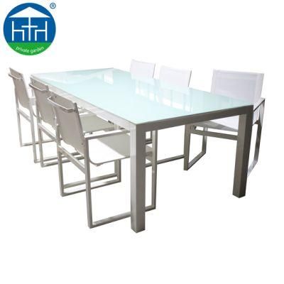 Outdoor Garden Aluminum Table with Glass Top