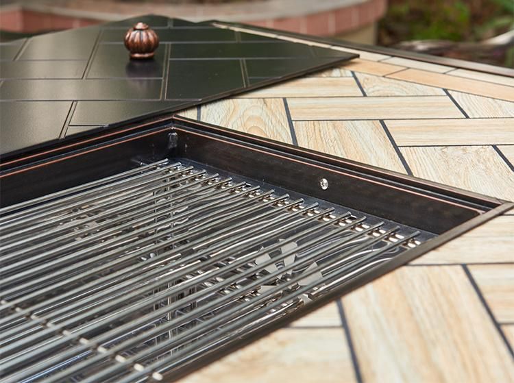 Economic Long Table Patio Set out Door Furniture with BBQ Function