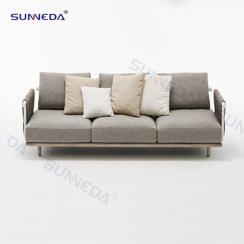 Patio Sofa Teak Wood with Aluminum Frame Core Webbing