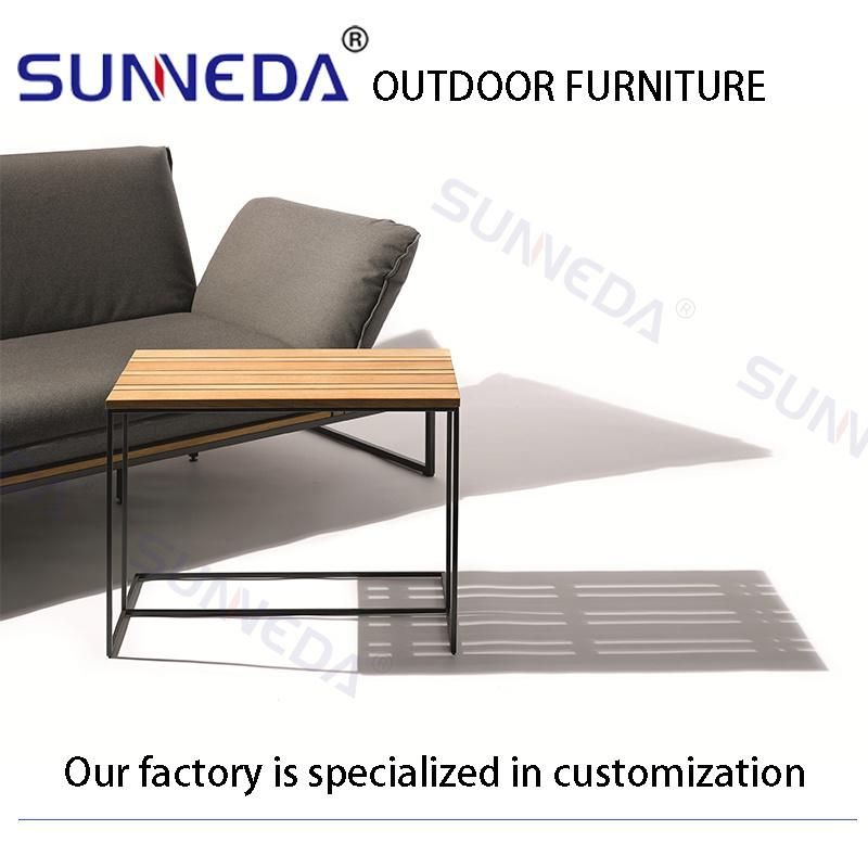 Elegance Modern Outdoor Furniture Leisure Aluminum Teak Wood Garden Sofa