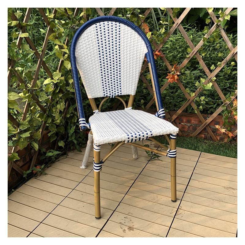 High Quality Stackable Aluminum Rattan Cafe Dining Chairs Outdoor Restaurant Furniture