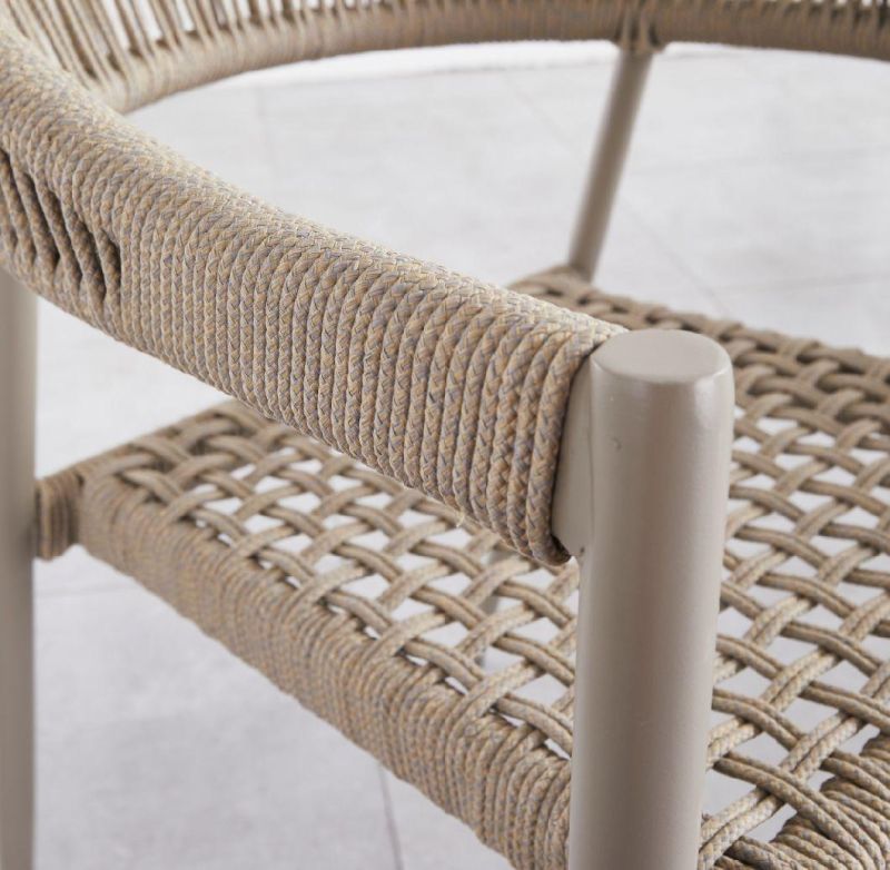 New Design Patio Chair Leisure Courtyard Rope Weave Chair Good Quality UV-Resistant Aluminum Garden Chair