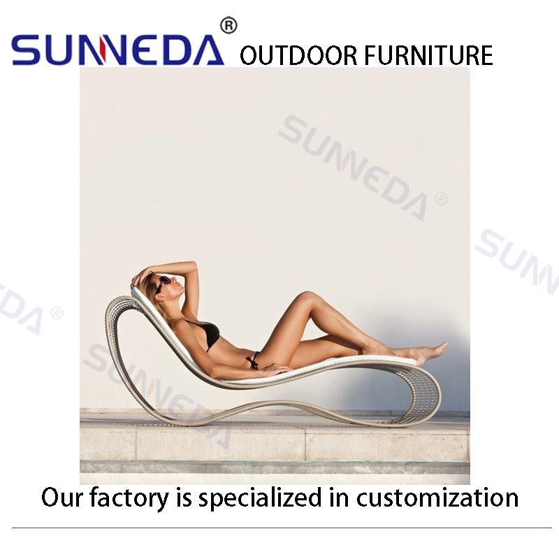 Hotel Presentable Leisure Swimming Pool Stainless Steel Frame Chaise Lounge