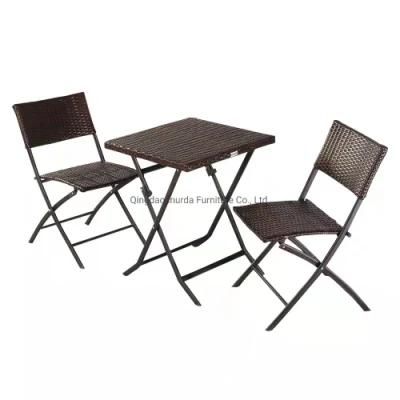 Outdoor Garden Hotel General Folding Rattan Folding Table and Chair Complete Set of Furniture