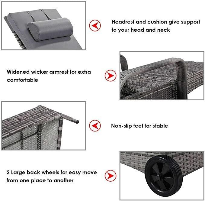 Commercial Use Hotel Swimming Pool Side Sunbed Outdoor Waterproof Lounge for Massage