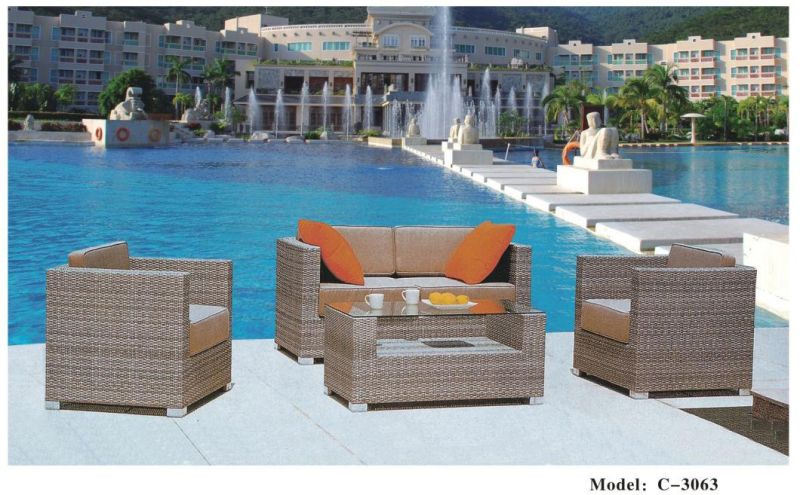 Indoor or Outdoor Patio Rattan Furniture Sets, Loveseat Sofa, Wicker Chair and Table