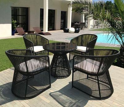 Competive Price Rattan Woven Dining Chair Modern Hotel Club Reception Desk and Chair Combination