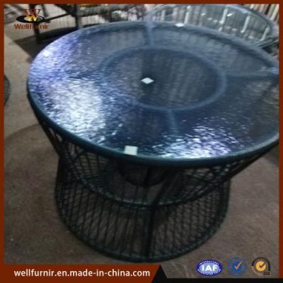 Aluminum PE Wicker Coffee Outdoor Table with Glass