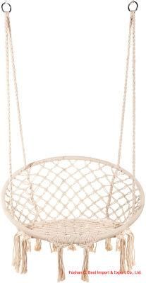for Indoor/Outdoor Hammock Chair with Durable Hanging Hardware Kit, Exquisite Dreamy Round Hanging Chair, 100% Cotton Rope Macrame Swing