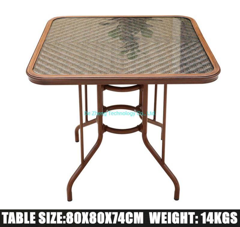 Hot Sale Outdoor Furniture Garden Aluminum Table with Bamboo-Look Painting Frame for Living Room Coffee Dining Bistro Set