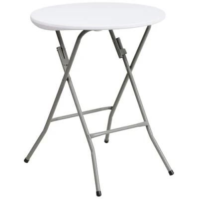 Gray Powder Coated Round Granite White Plastic Folding Table