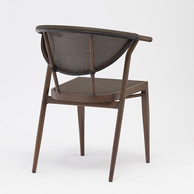 Outdoor Coffee Shop Metal Chairs Aluminum with Black Color Mesh