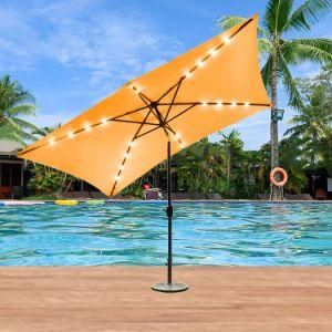 Outdoor Popular 2X3 Square Solar LED Garden Patio Beach Sun Umbrella Parasol with Tilt and Crank