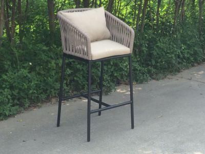Pl Belt Weaving Bar Chair Outdoor Furniture with Seat and Back Cushion