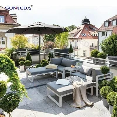 Modern Artistic Aluminum Frame Sofa Bed with Aluminum Table