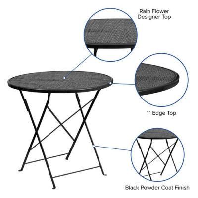 Commercial Grade Square Black Indoor Outdoor Steel Folding Table
